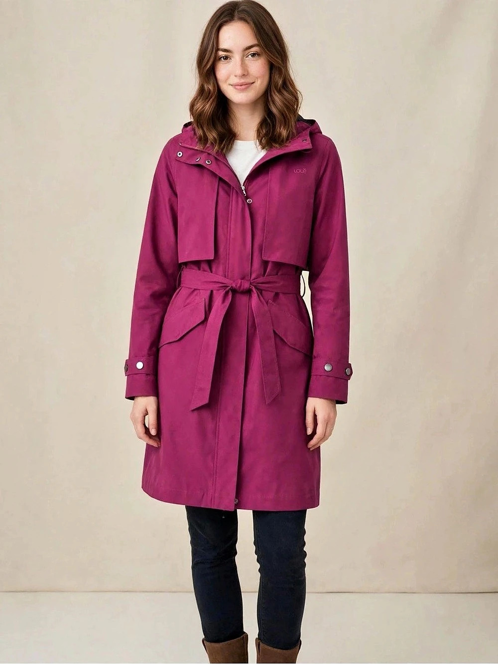 Lole Hooded Belted Trench Coat Purple XS Like New